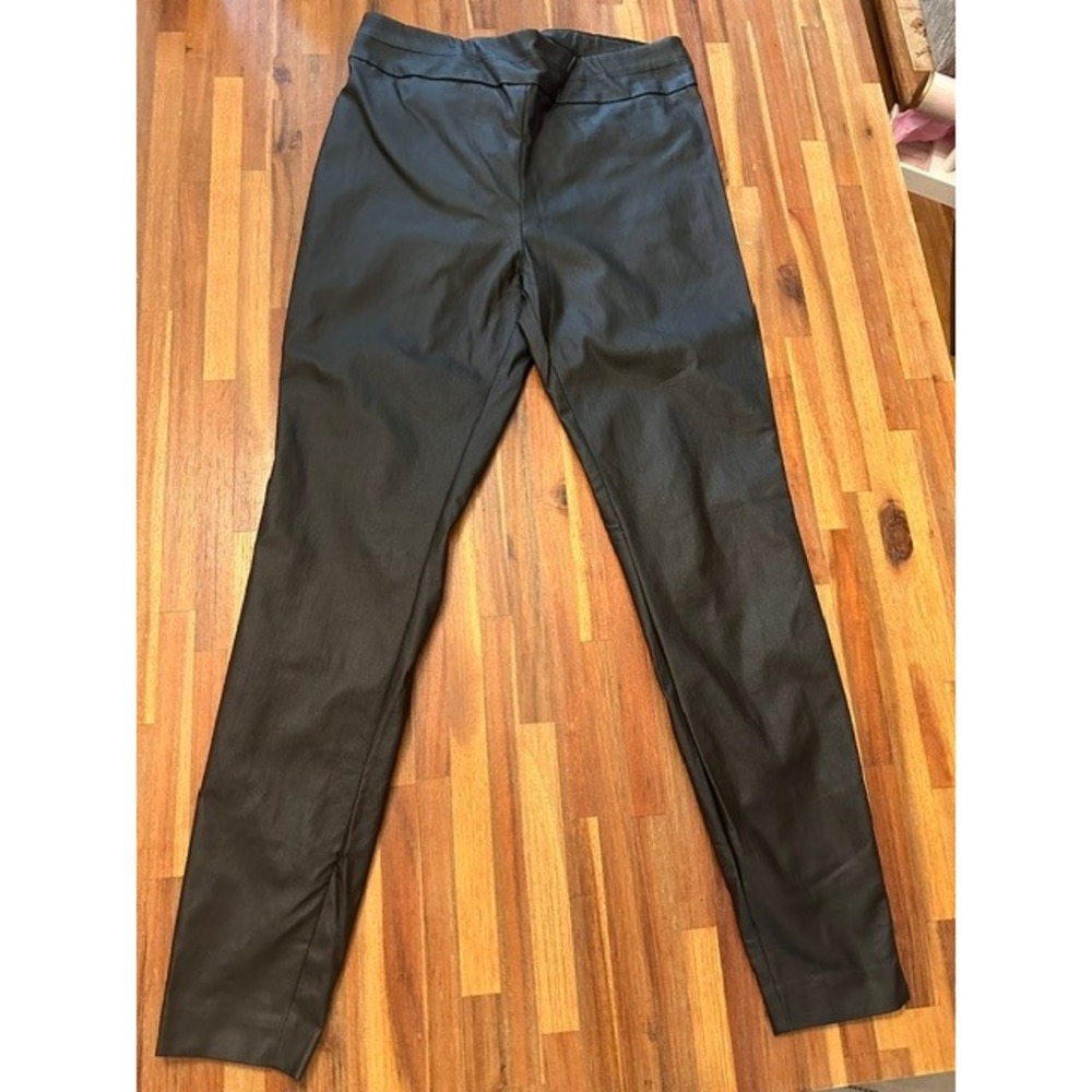 New York & Company Pants Womens M Black Excellent Faux Leather 7th Avenue Slim